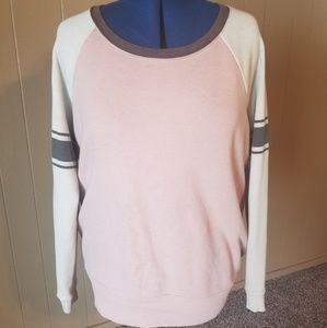 Pink Sweater with White Sleeves